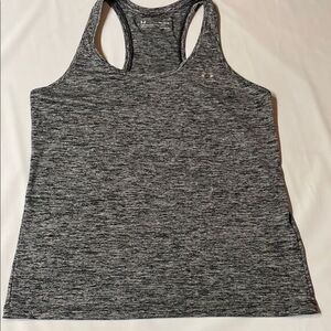 Under Armour women’s Blk/Gray Loose Fit Heat Gear Racer Back Tank Top Sz M